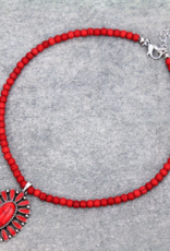 NECKLACE 4MM BEAD W/CONCHO PENDANT