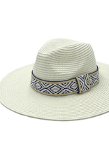 HAT STRAW PANAMA STYLE W/BLUE BAND