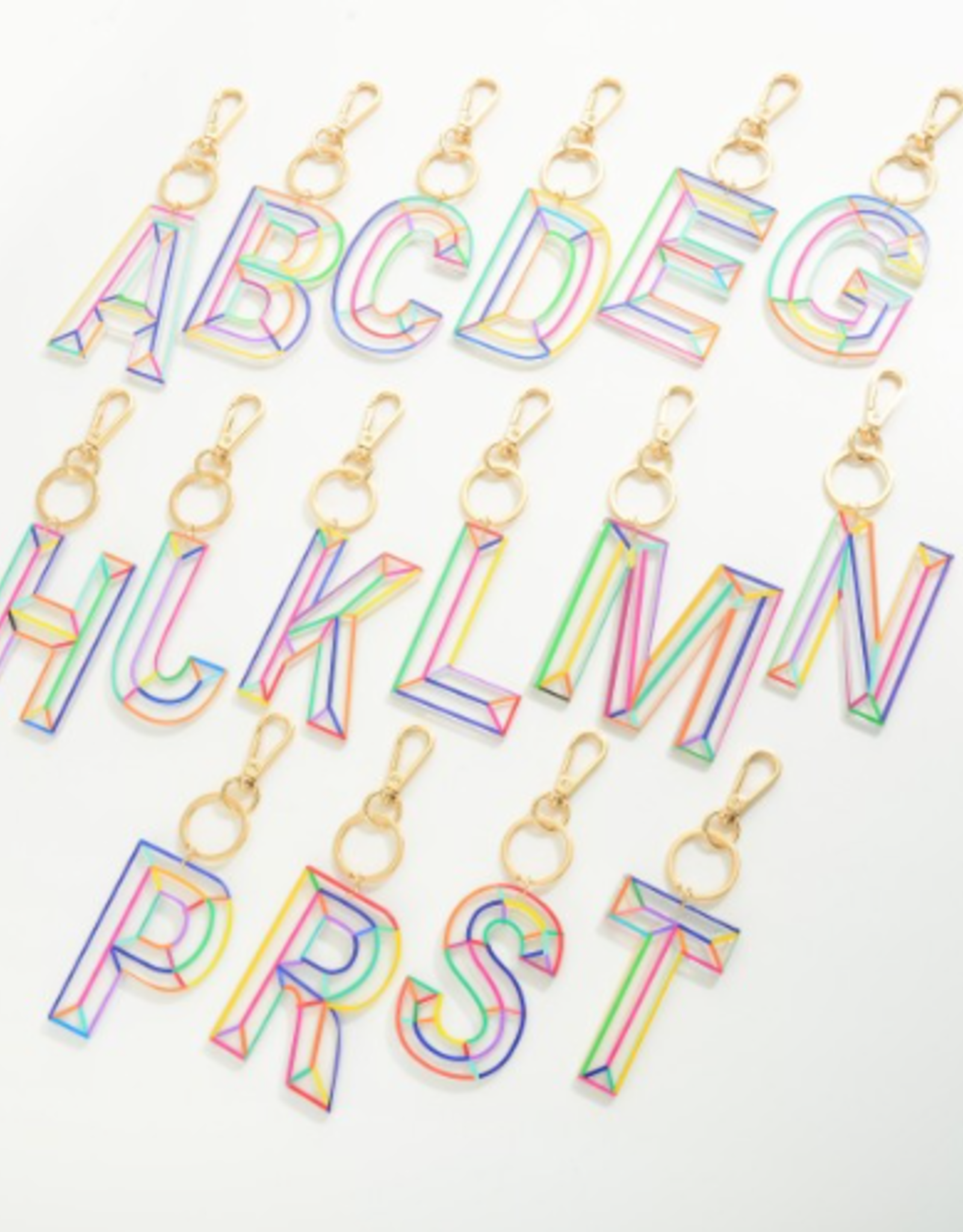 KEY CHAIN BRIGHT MULTI-COLORED RESIN INITIAL