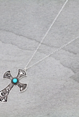 NECKLACE PATTERNED CROSS SEMI STONE ON CABLE CHAIN