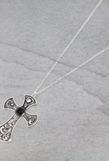 NECKLACE PATTERNED CROSS SEMI STONE ON CABLE CHAIN