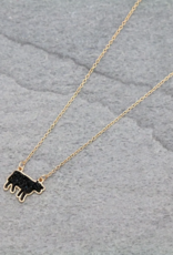 NECKLACE FARM ANIMAL COW DRUZY STONE