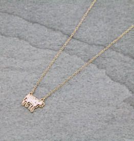 NECKLACE FARM ANIMAL COW DRUZY STONE