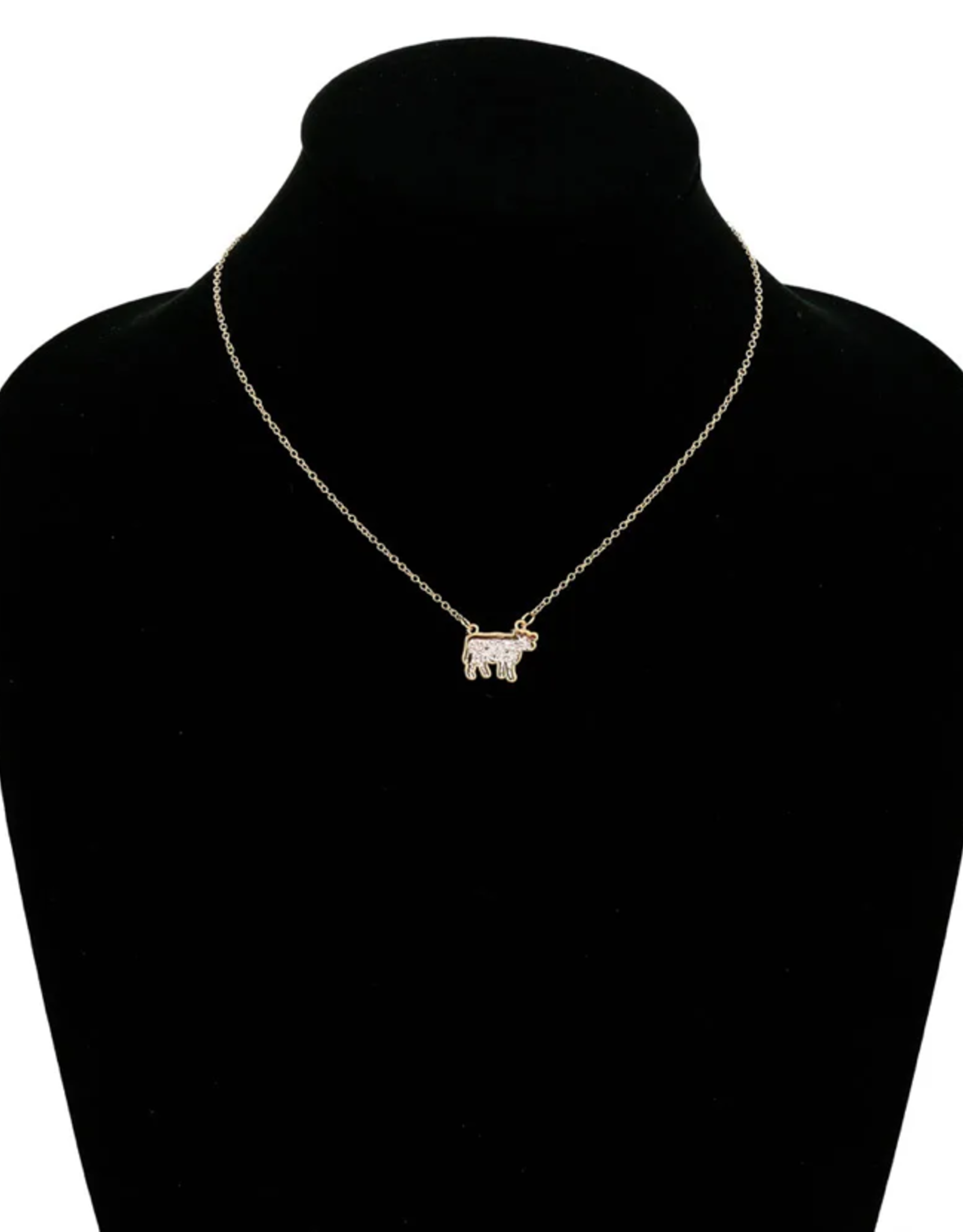 NECKLACE FARM ANIMAL COW DRUZY STONE