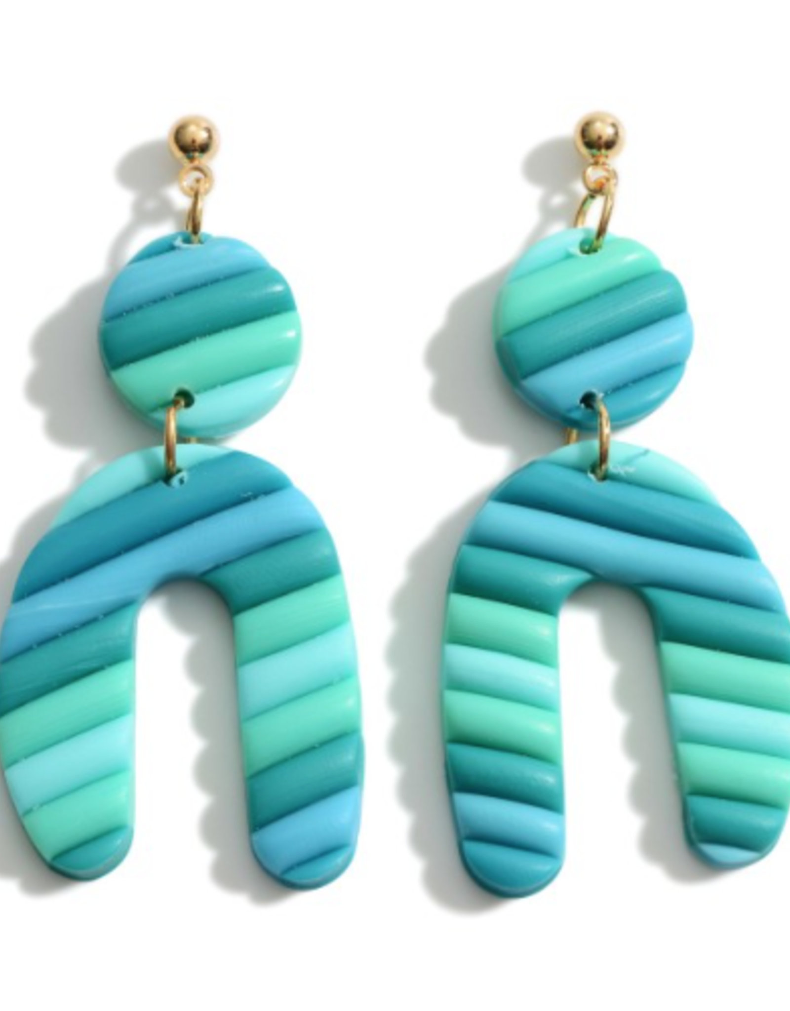 EARRING POLYMER CLAY DROP BLUE/GREEN