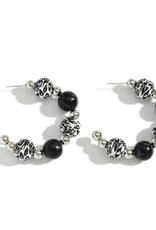 EARRING STONE & ANIMAL PRINT BEADED HOOP