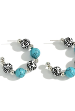 EARRING STONE & ANIMAL PRINT BEADED HOOP