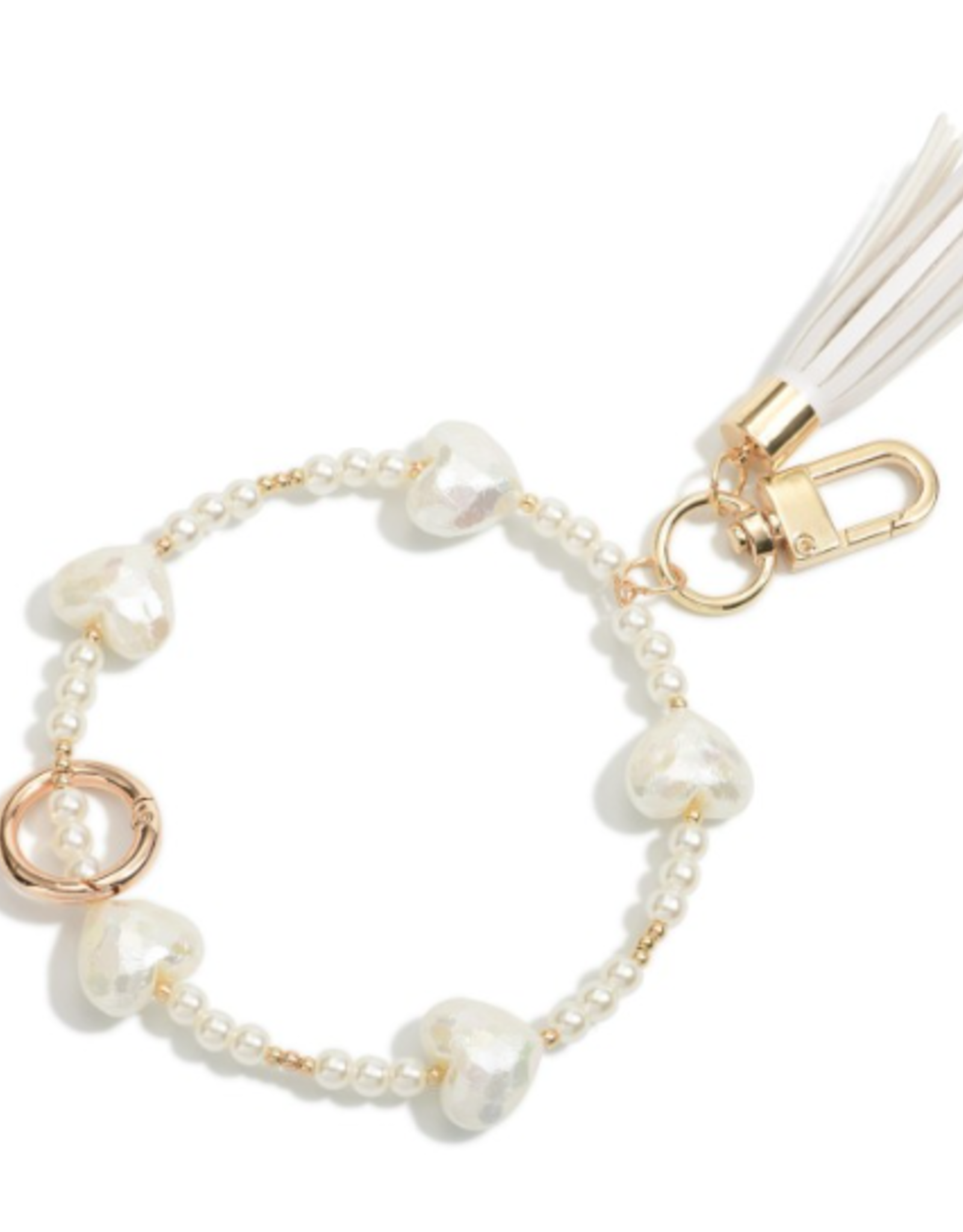 KEY CHAIN HEART SHAPED PEARL BANGLE