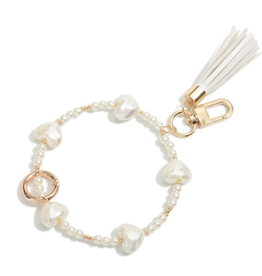 KEY CHAIN HEART SHAPED PEARL BANGLE