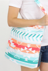 PURSE 2-IN-1 TOTE BAG THAT UNFOLDS INTO A BEACH TOWEL TURQ AZTEC