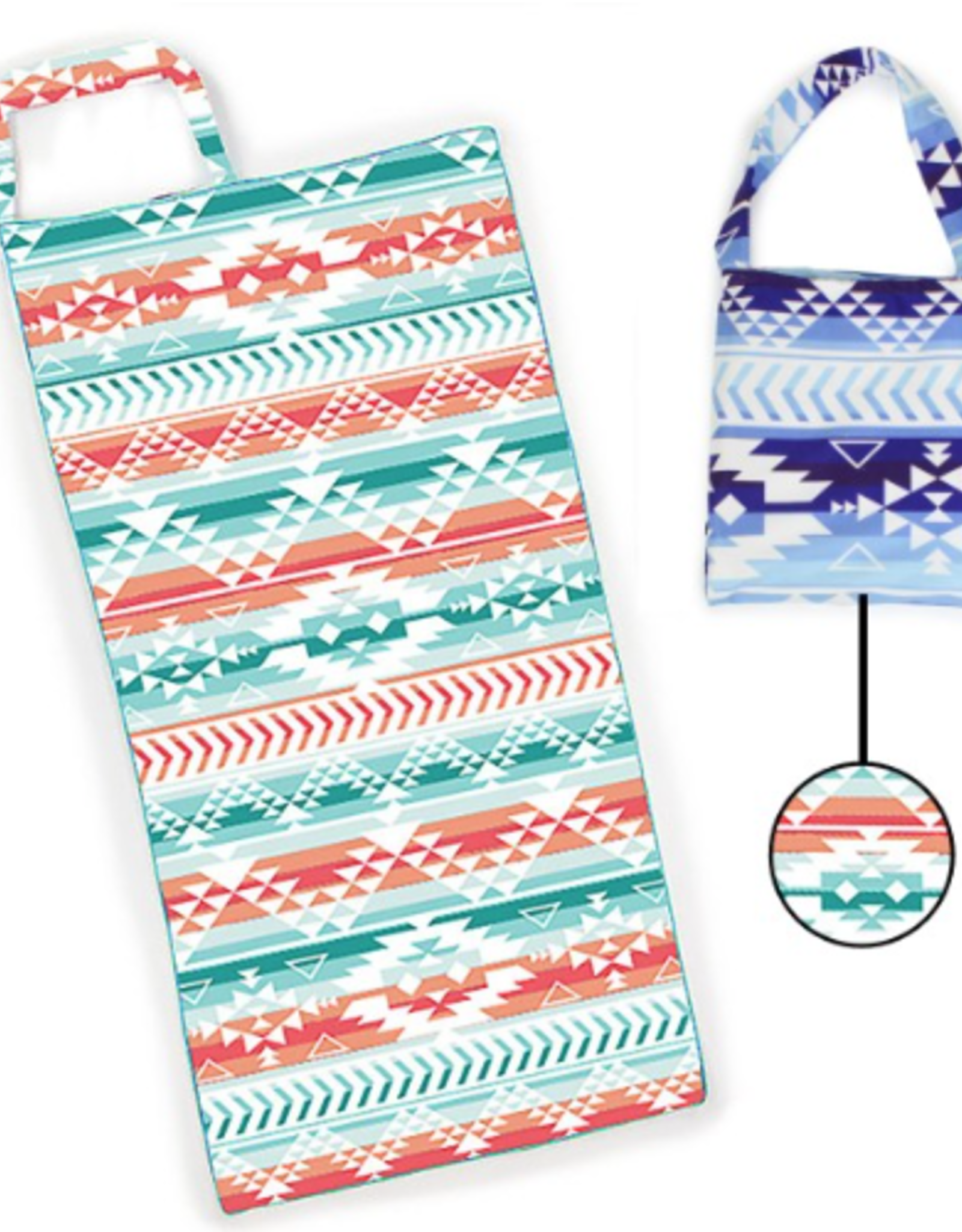 PURSE 2-IN-1 TOTE BAG THAT UNFOLDS INTO A BEACH TOWEL TURQ AZTEC