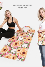 PURSE 2-IN-1 TOTE BAG THAT TURNS INTO BEACH TOWEL SUNFLOWER