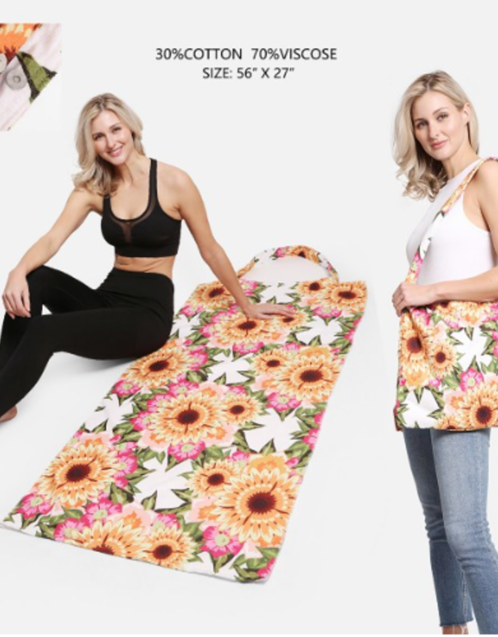 PURSE 2-IN-1 TOTE BAG THAT TURNS INTO BEACH TOWEL SUNFLOWER