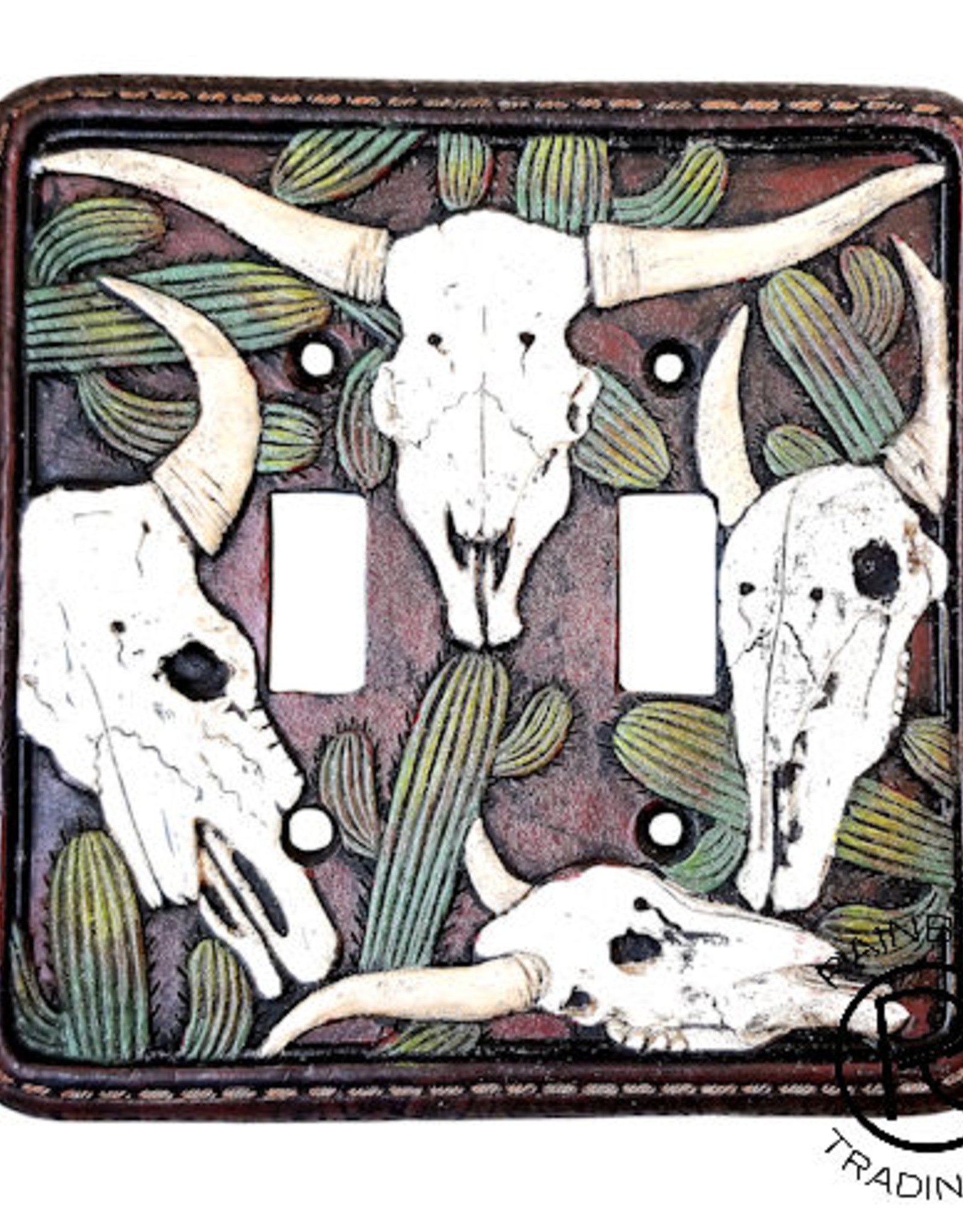LIGHT SWITCH COVER LONGHORN SKULL DOUBLE SWITCH PLATE COVER