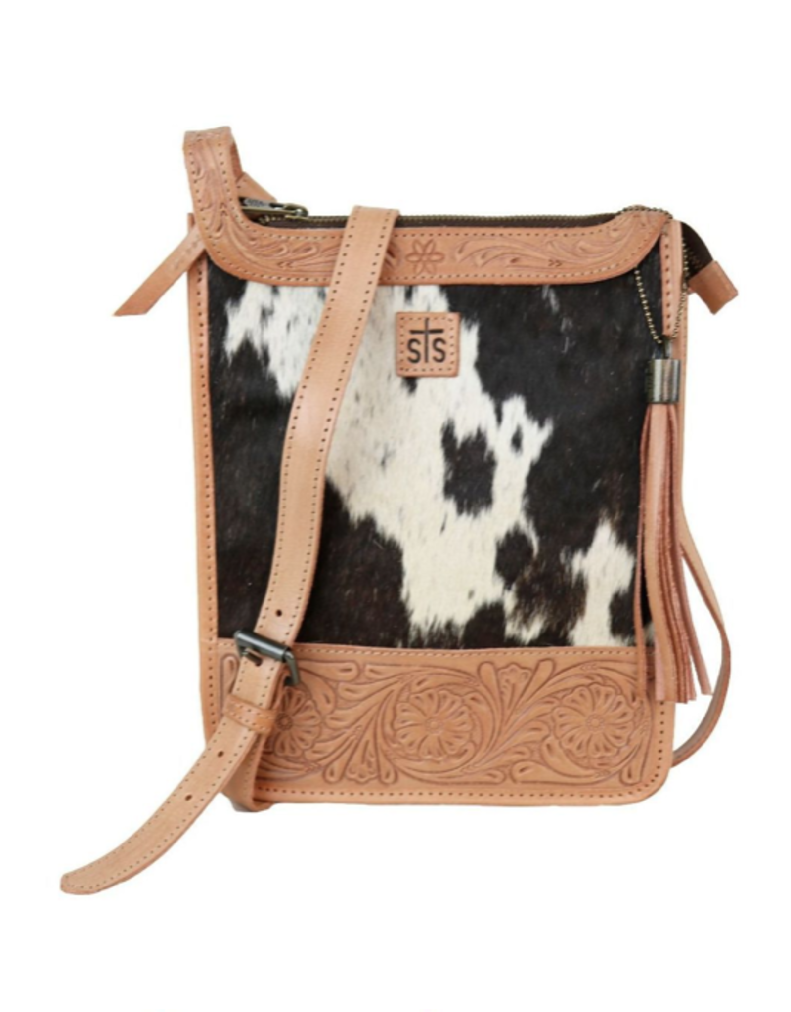 cowhide crossbody purse