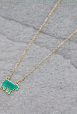 NECKLACE FARM ANIMAL COW DRUZY STONE