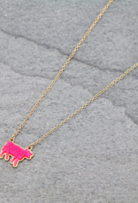 NECKLACE FARM ANIMAL COW DRUZY STONE