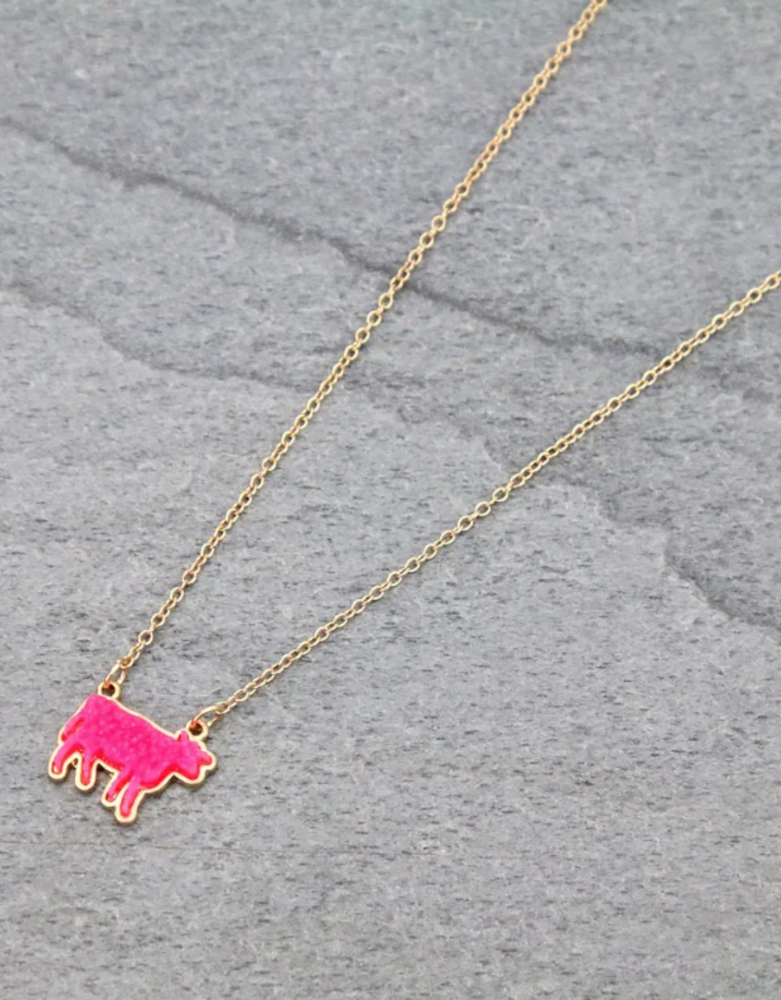 NECKLACE FARM ANIMAL COW DRUZY STONE