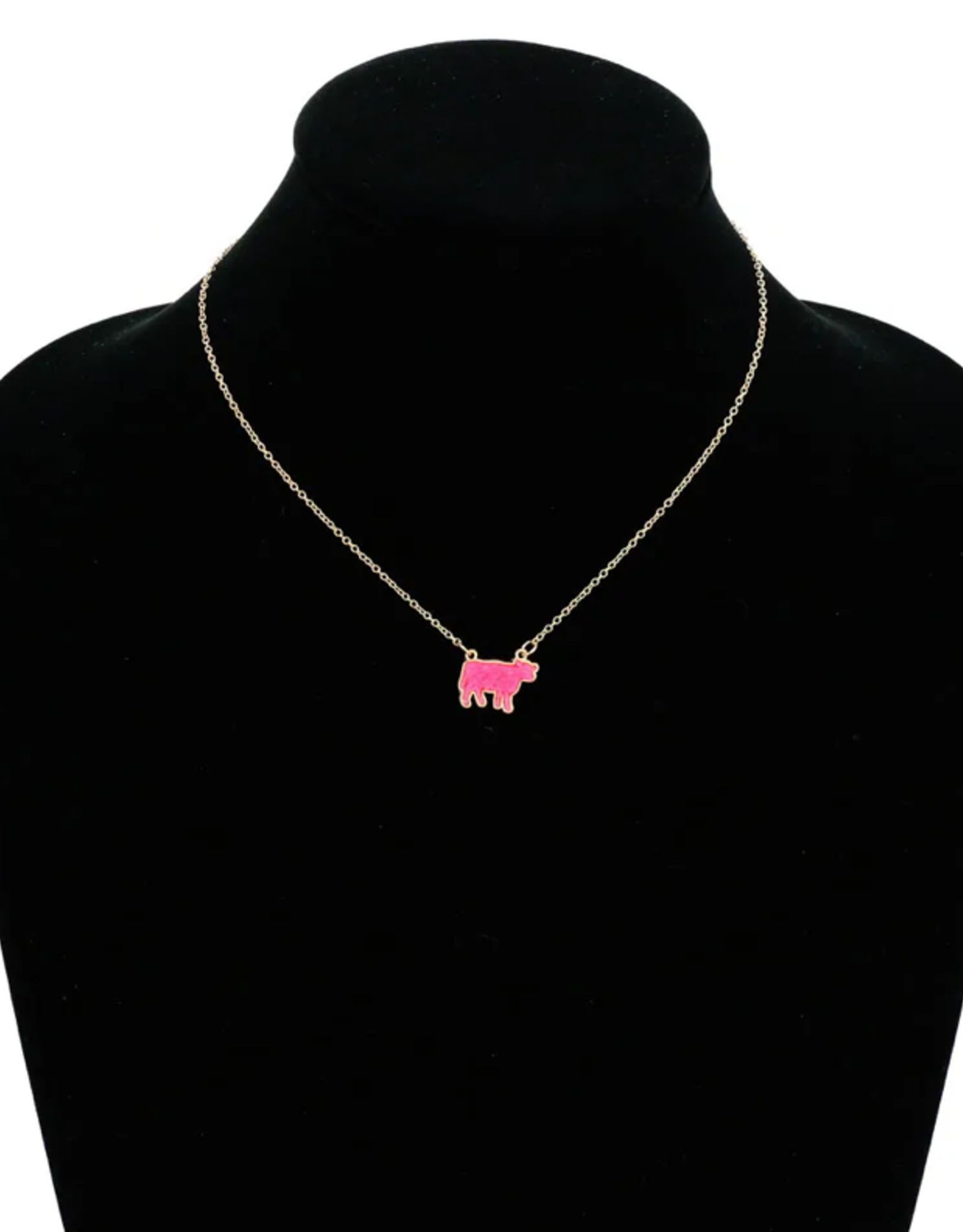 NECKLACE FARM ANIMAL COW DRUZY STONE