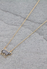 NECKLACE FARM ANIMAL COW DRUZY STONE