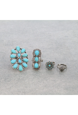 RING WESTERN DESIGN SEMI STONE TURQ 4-CUFF SET