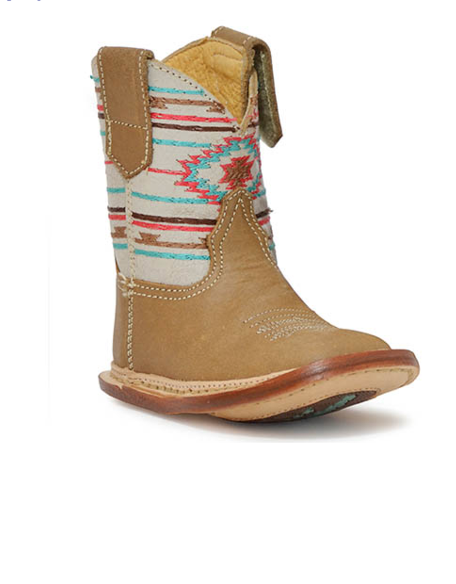 ROPER SHOES GIRLS COWBABIES BOOT TURQ/PINK AZTEC