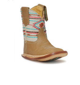 ROPER SHOES GIRLS COWBABIES BOOT TURQ/PINK AZTEC