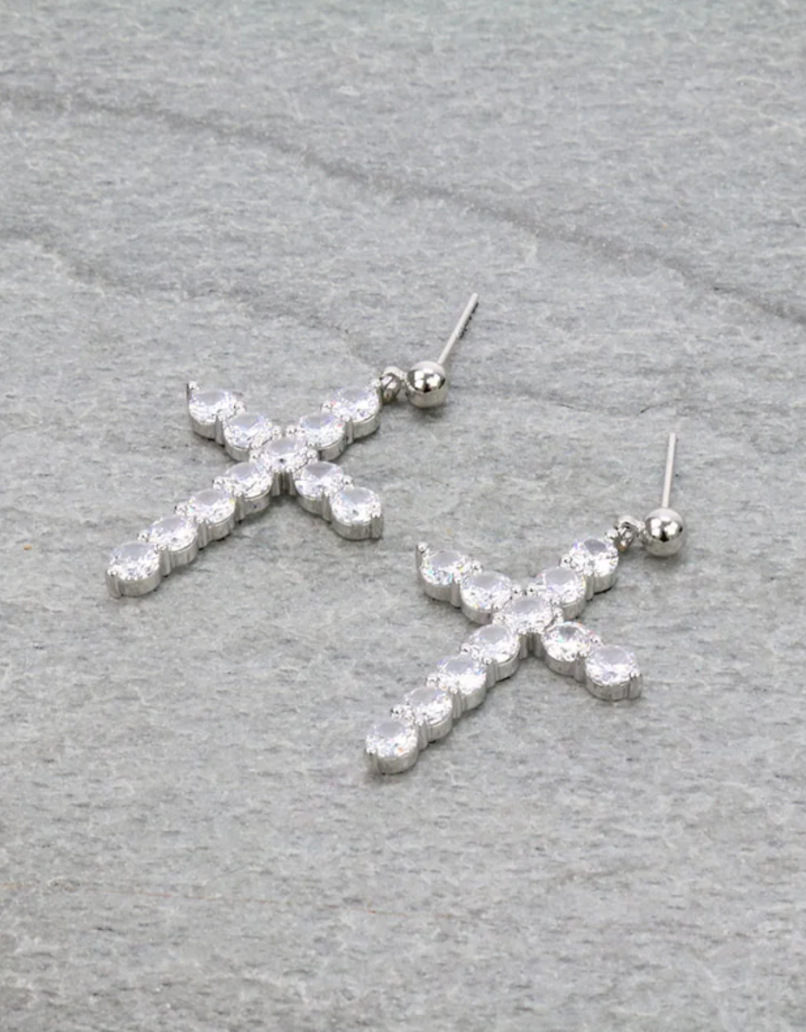 EARRING CZ CROSS STUD