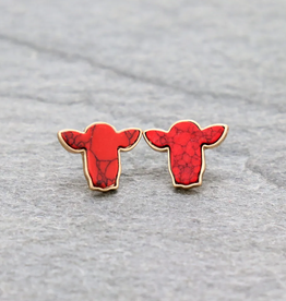 EARRING STEER HEAD STONE STUD