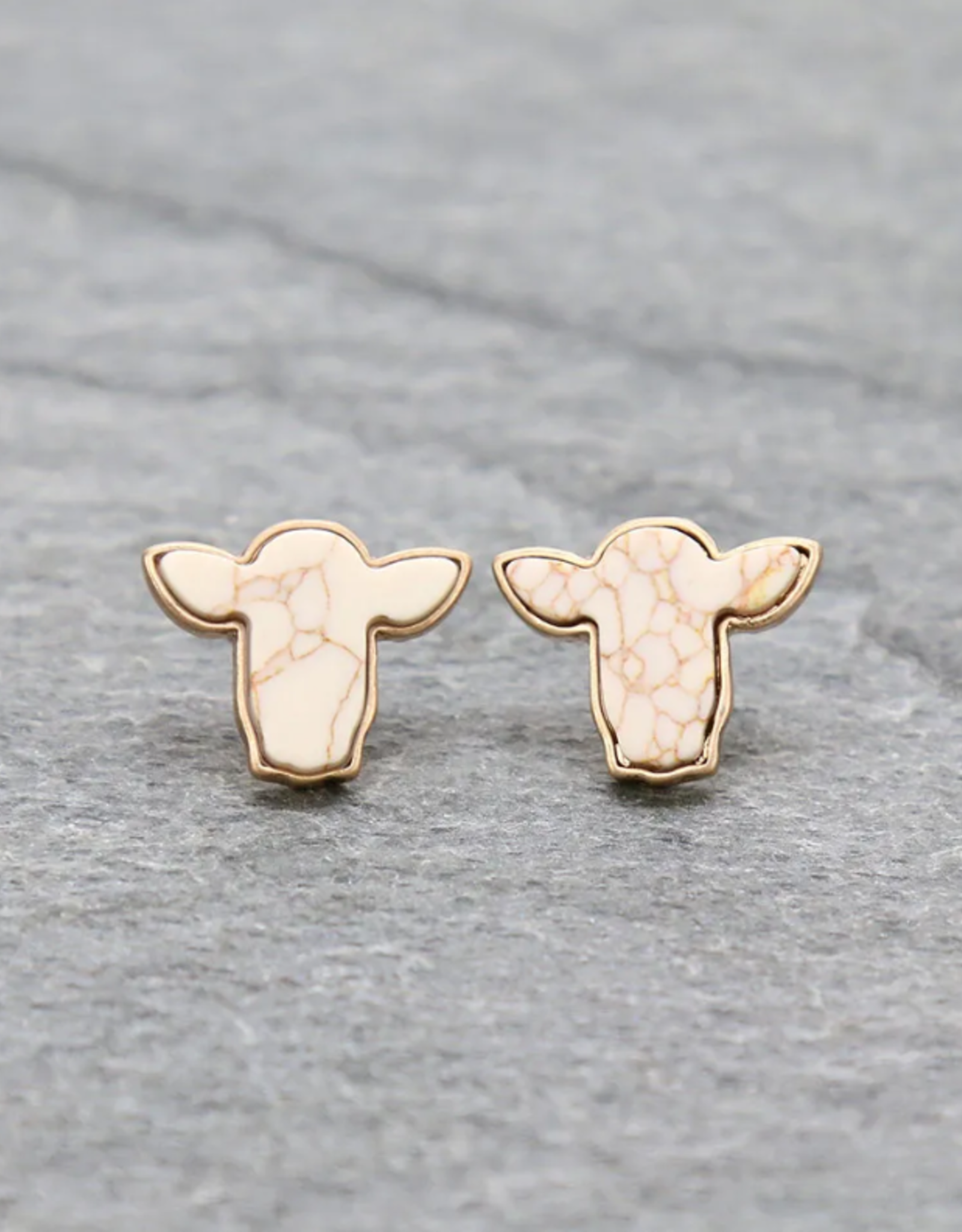 EARRING STEER HEAD STONE STUD