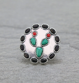RING WESTERN CACTUS STONE STRETCH  BLK