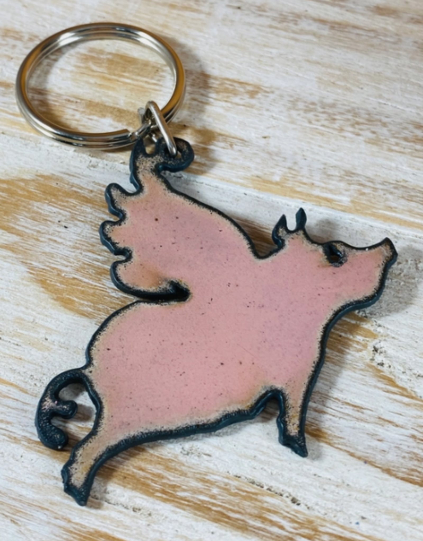 KEY CHAIN METAL FLYING PIG