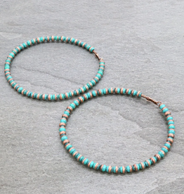 EARRING 3.5-INCH NAVAJO STYLE PEARL HOOP PATINA