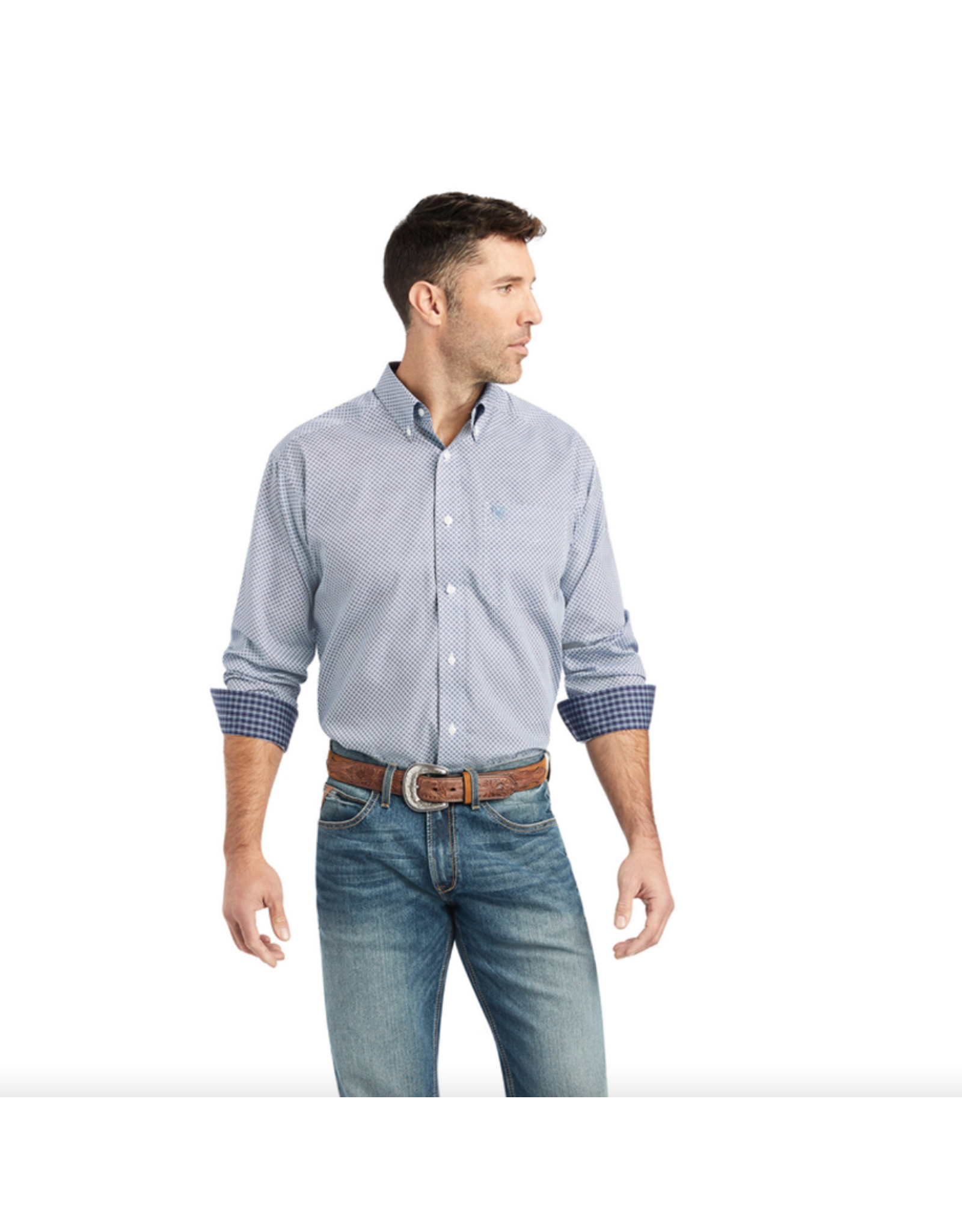 ARIAT SHIRT MNS WF ISAAC CLSSC LS WHITE