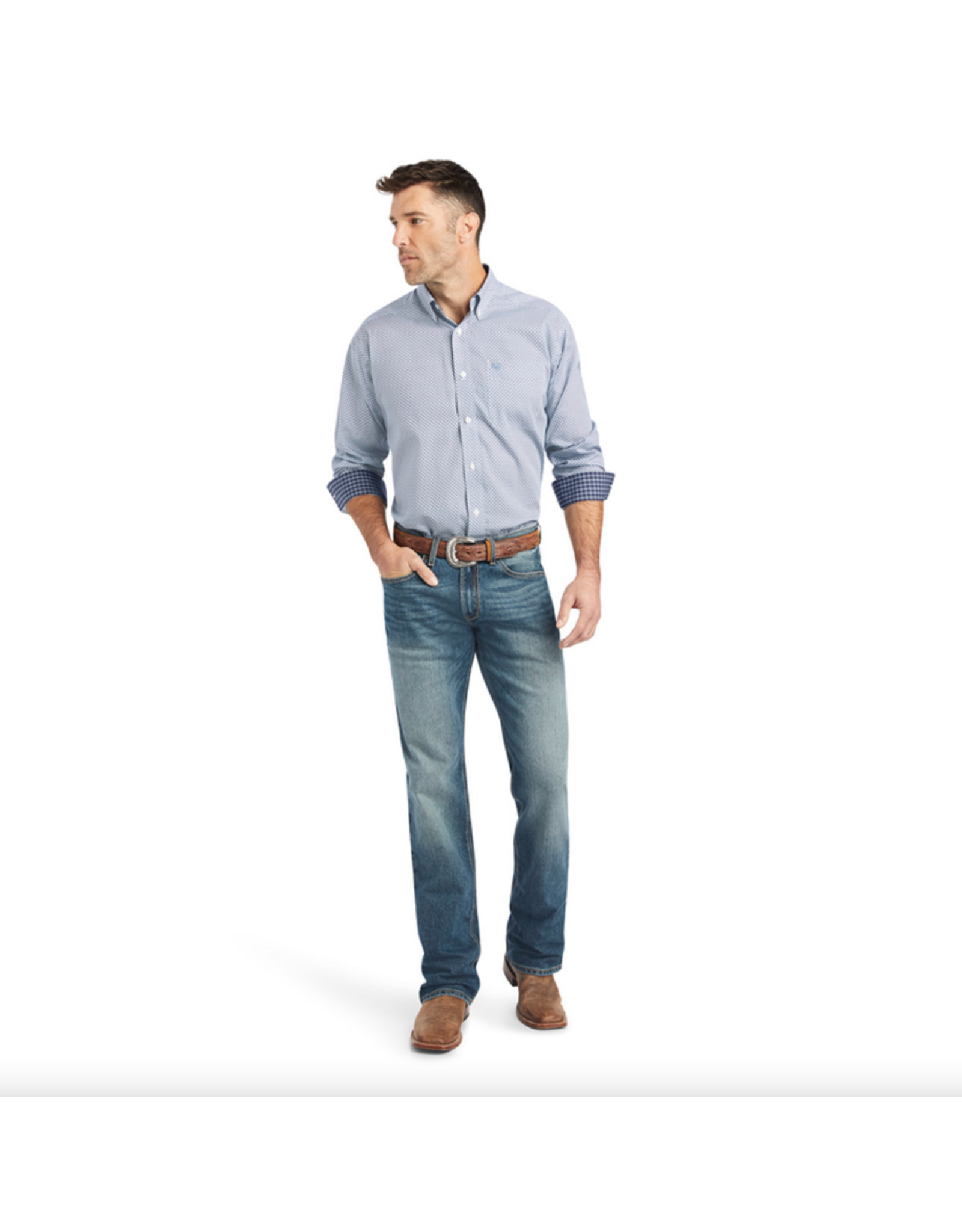 ARIAT SHIRT MNS WF ISAAC CLSSC LS WHITE