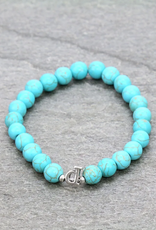 BRACELET LOWERCASE LETTER STRETCH W/TURQUOISE BEADS