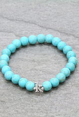 BRACELET LOWERCASE LETTER STRETCH W/TURQUOISE BEADS