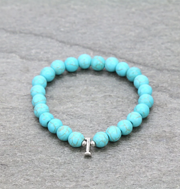 BRACELET LOWERCASE LETTER STRETCH W/TURQUOISE BEADS