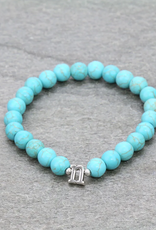 BRACELET LOWERCASE LETTER STRETCH W/TURQUOISE BEADS