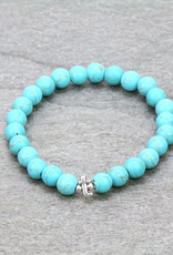 BRACELET LOWERCASE LETTER STRETCH W/TURQUOISE BEADS