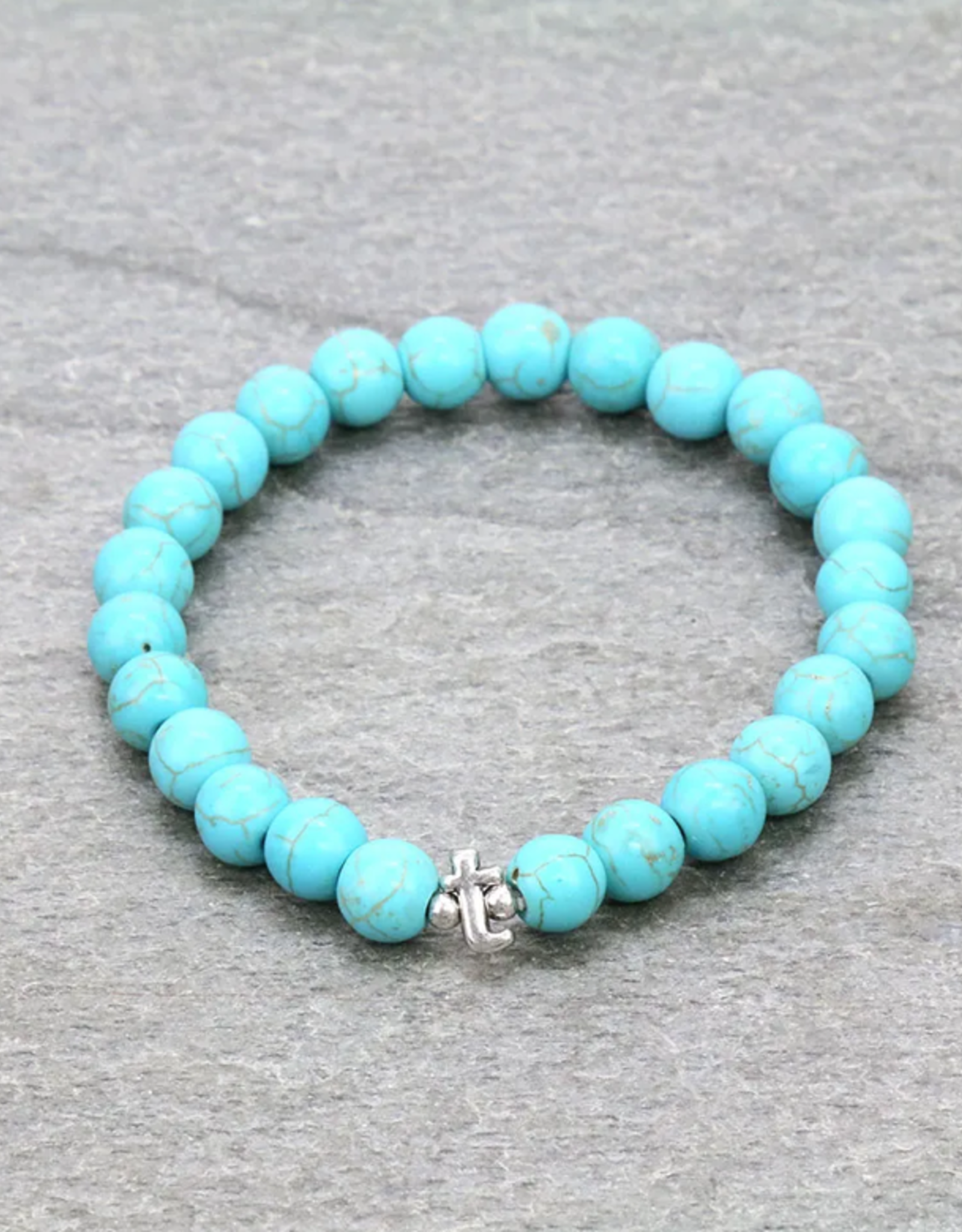 BRACELET LOWERCASE LETTER STRETCH W/TURQUOISE BEADS