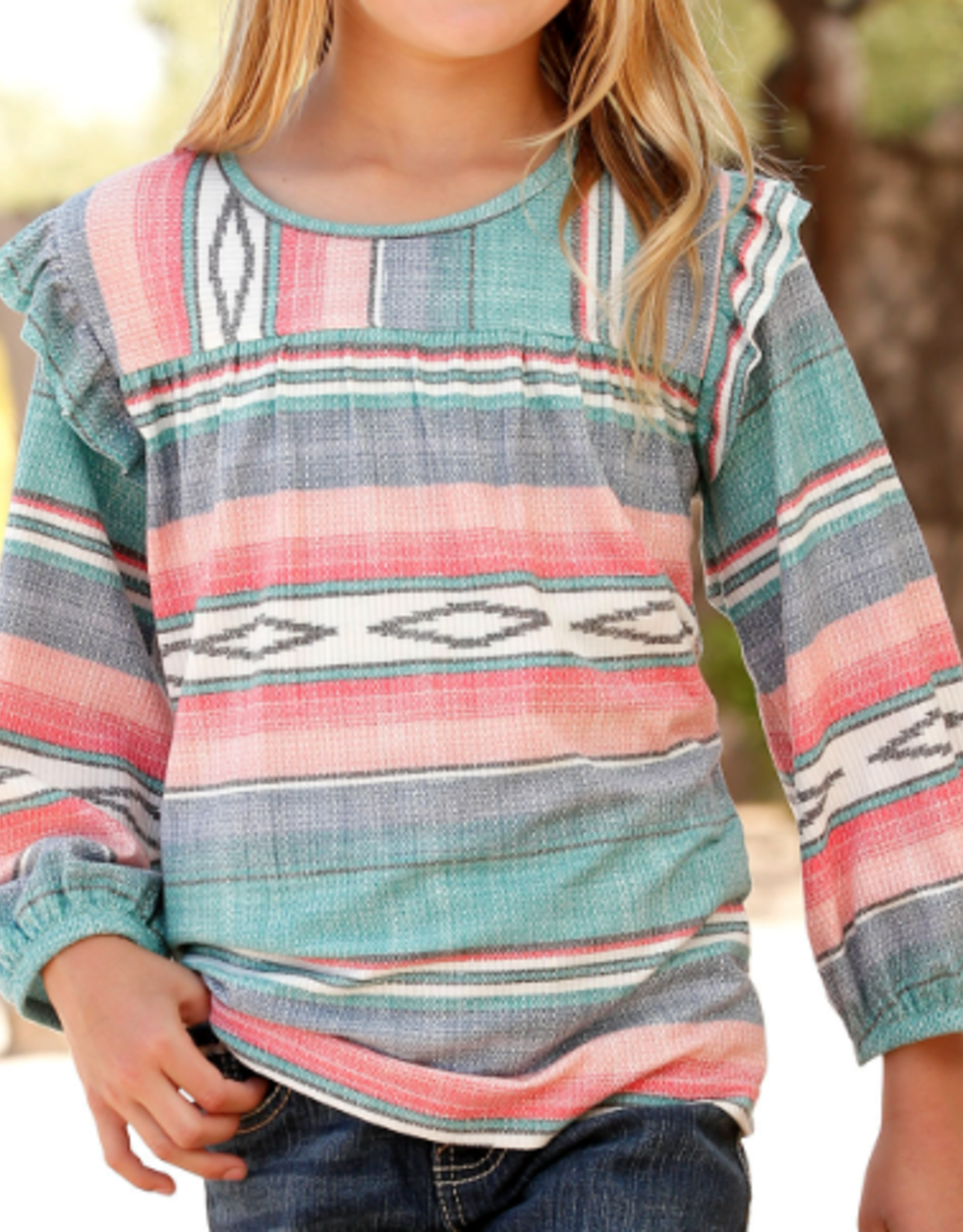 SHIRT GIRLS CRUEL 3/4 SLEEVE KNIT AZTEC