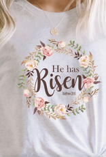 KISSED SHIRT WMS "HE HAS RISEN" ASH GRAY