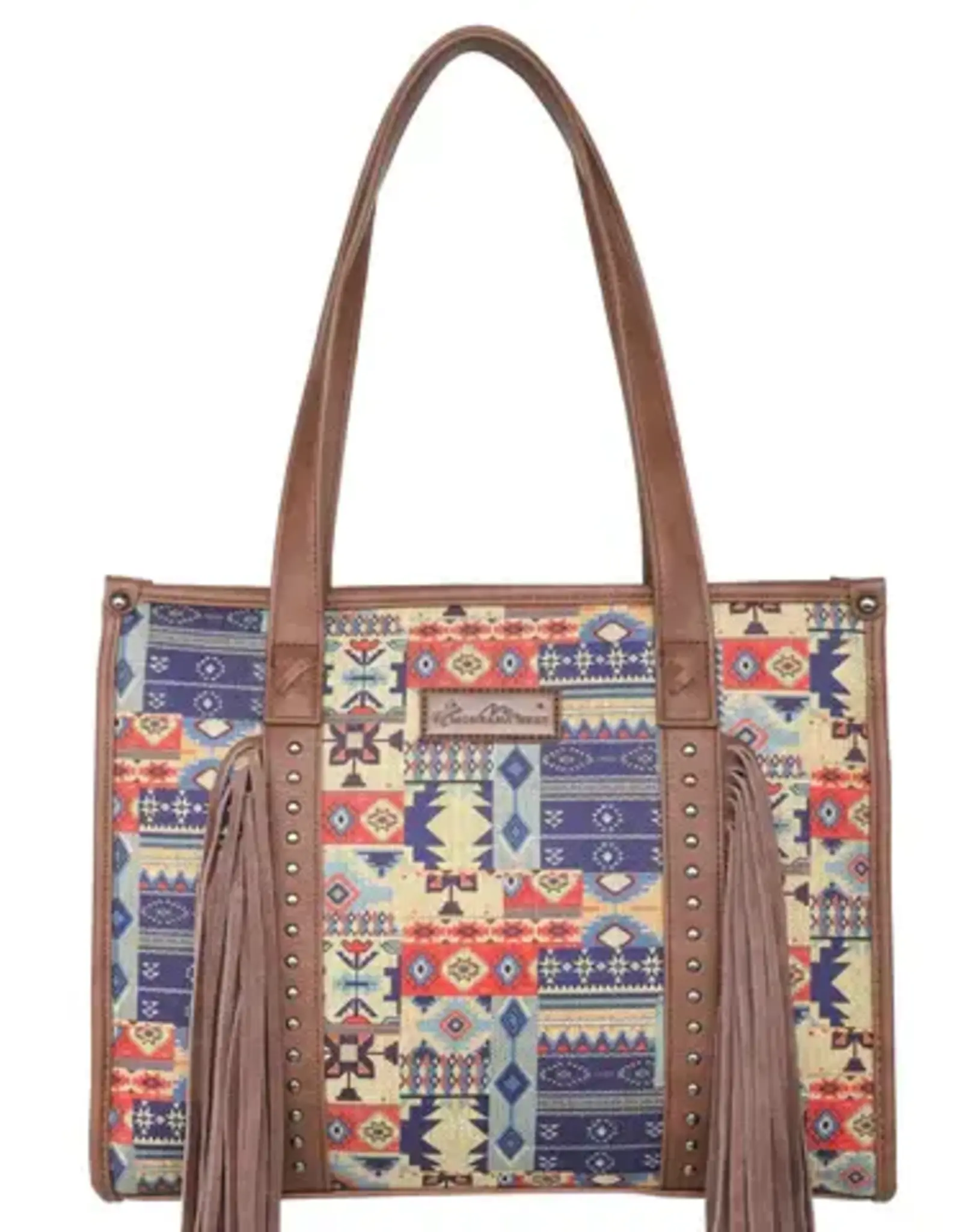 PURSE TOTE AZTEC DOUBLE SIDED W/FRINGE