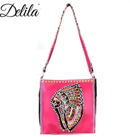 PURSE LEATHER HAND EMBROIDERED INDIAN MINI TOTE PINK