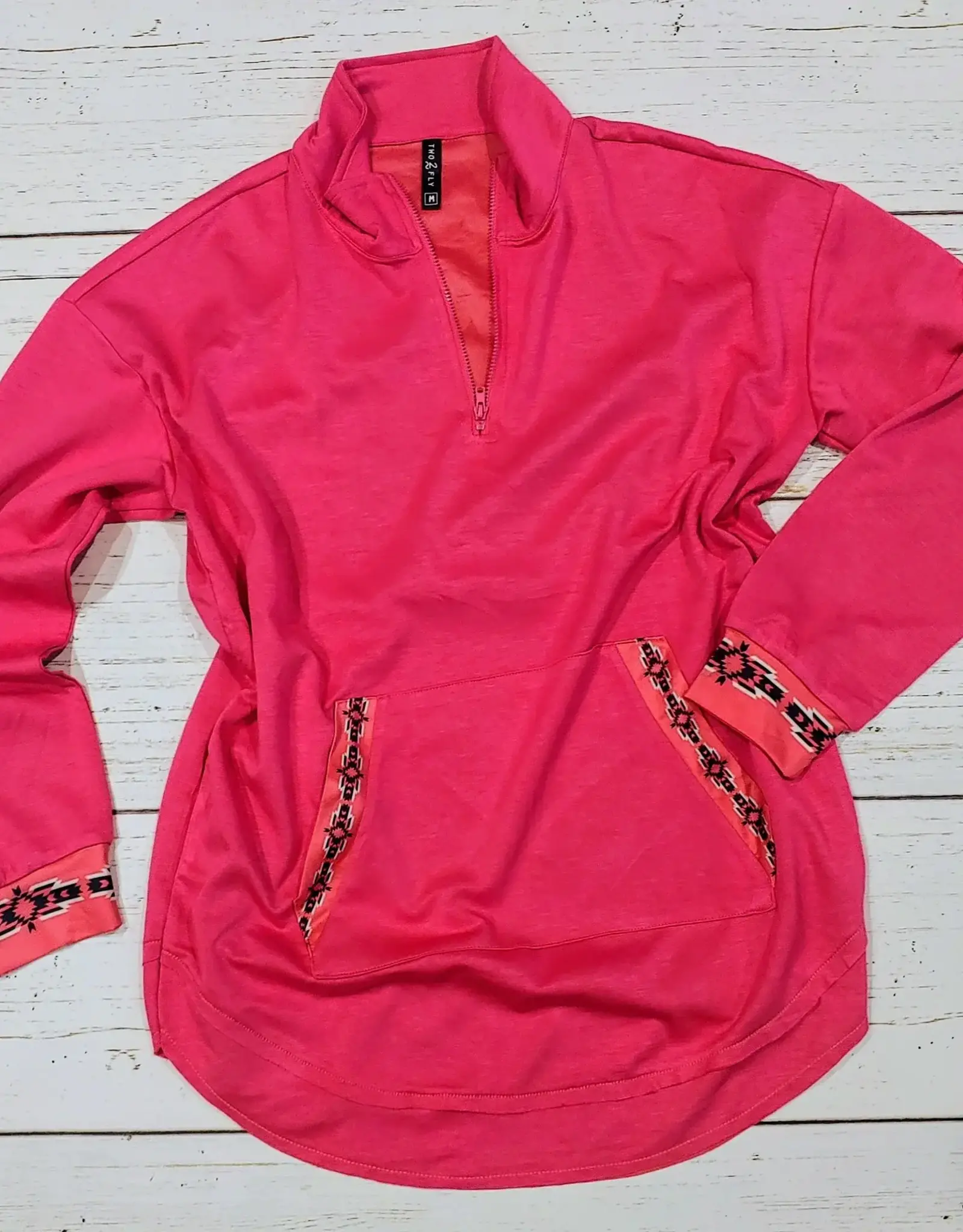 TWO2FLY PULLOVER WMS 1/4 ZIP "TOTALLY DOLLY" PINK