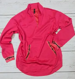 TWO2FLY PULLOVER WMS 1/4 ZIP "TOTALLY DOLLY" PINK