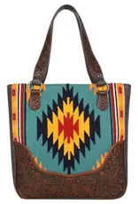 PURSE MONTANA WEST AZTEC TAPESTRY CC OVERSIZED TOTE- COFFEE