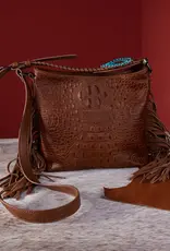 PURSE WRANGLER CROC EBOSSED WHIPSTICHED CC BROWN