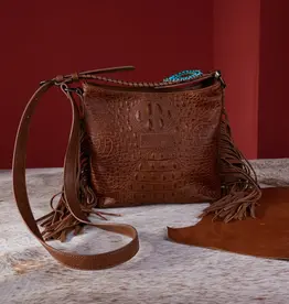 PURSE WRANGLER CROC EBOSSED WHIPSTICHED CC BROWN